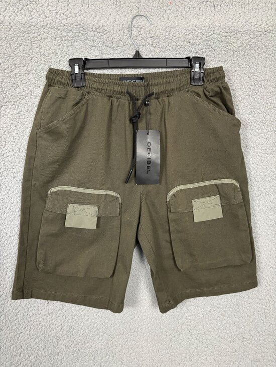 Decibel Other - Decibel Mens Olive Green Front Cargo Pocket Shorts Drawstring Waist Large NWT's.